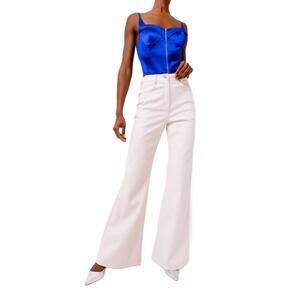 NEW AMYLYNN faux leather flared wide leg matte pants in white